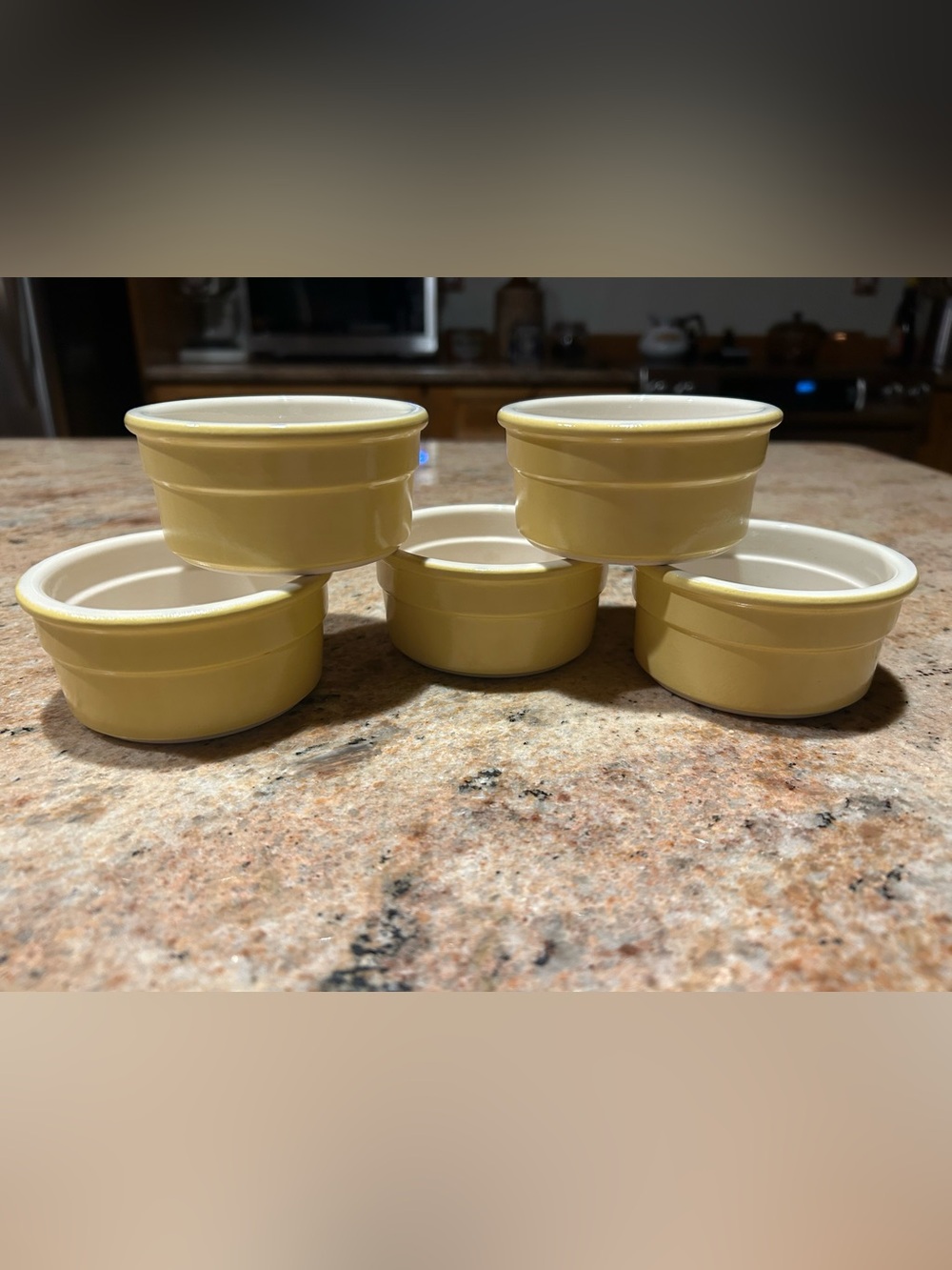 CERMER Made in France Light Yellow Stoneware Ramekins 3.5” 4oz Set of 5 No Chips